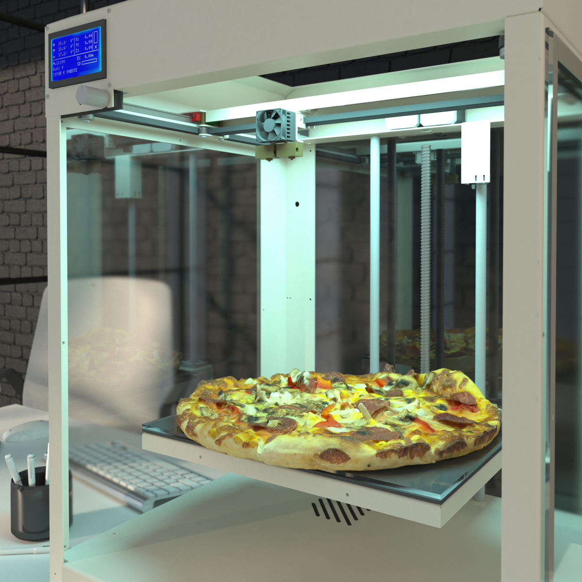 The 3D-printed pizza