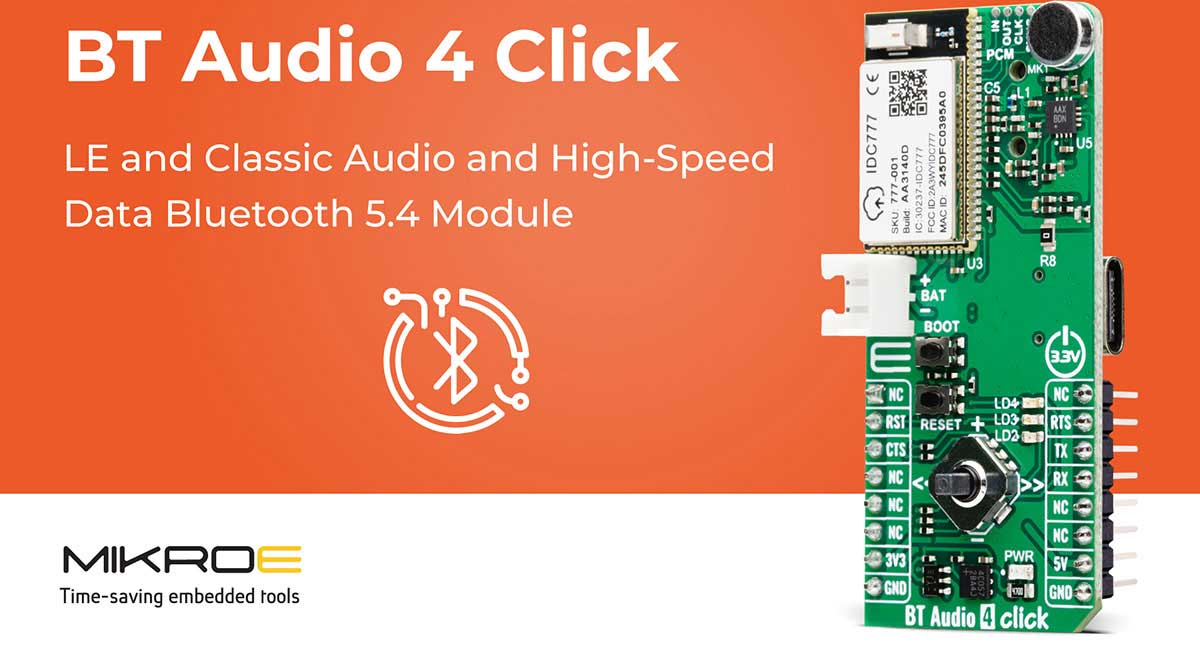 BT Audio 4 Click board: a compact add-on board from MIKROE
