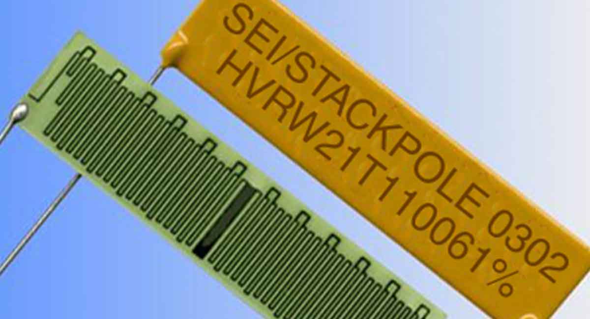 Stackpole’s HVR leaded plate resistors offer voltage ratings up to 40KV