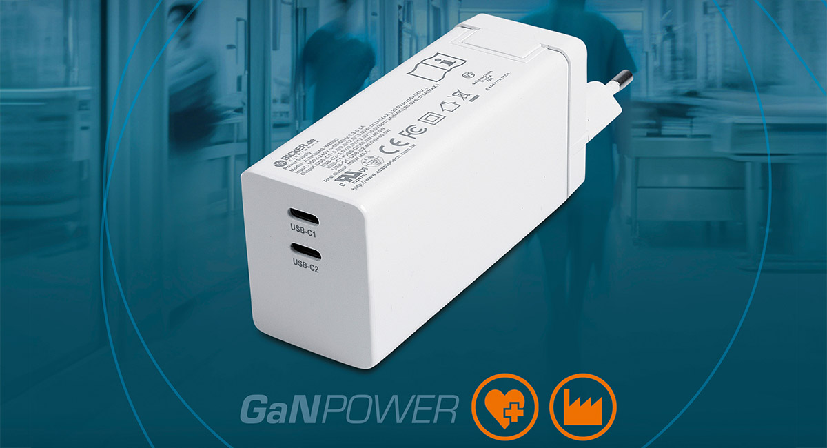 100W USB-C power supply with GaN tech for medical & industrial use
