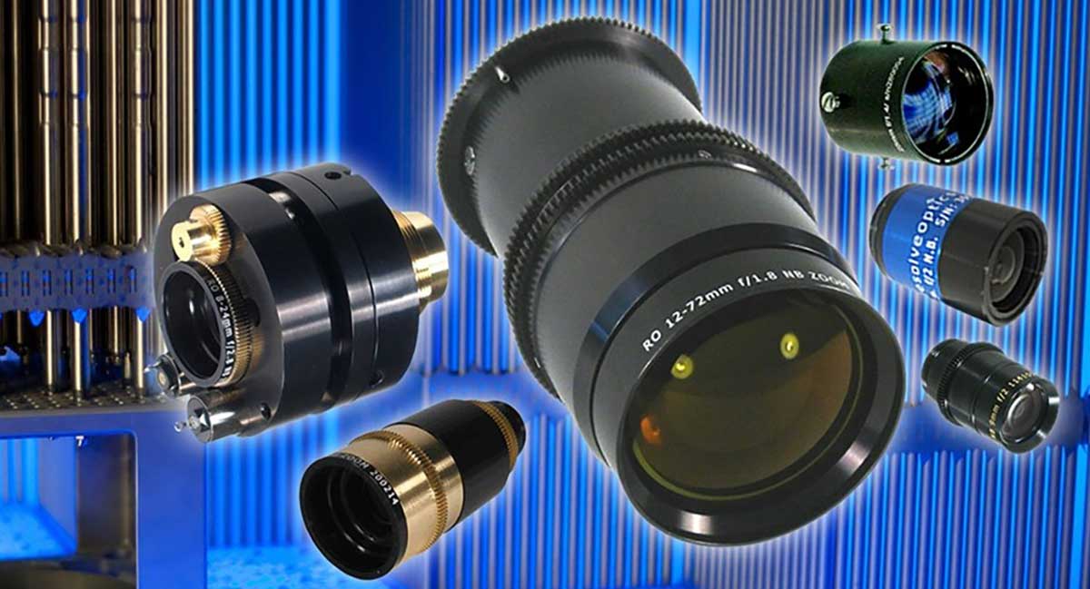 Radiation-tolerant lenses for nuclear monitoring systems