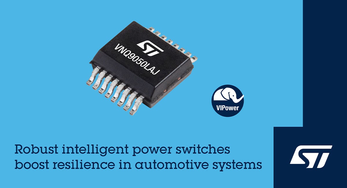 Intelligent automotive high-side driver from STMicroelectronics powers and protects during severe voltage transients