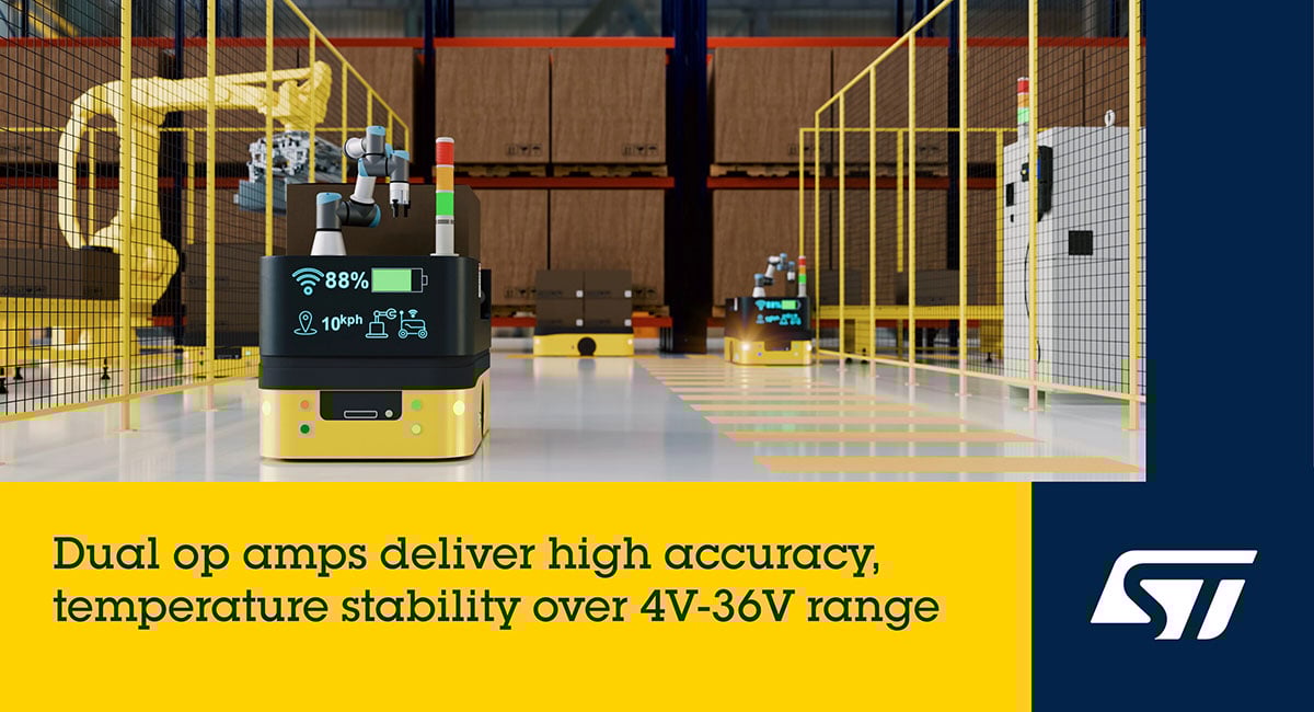 STMicroelectronics reveals high-precision op amps for 4-36V range