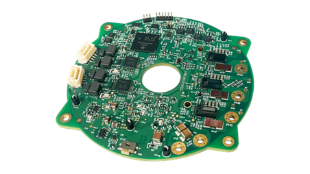 Figure 2. Assembled board for a compact robot joint motor control system  
