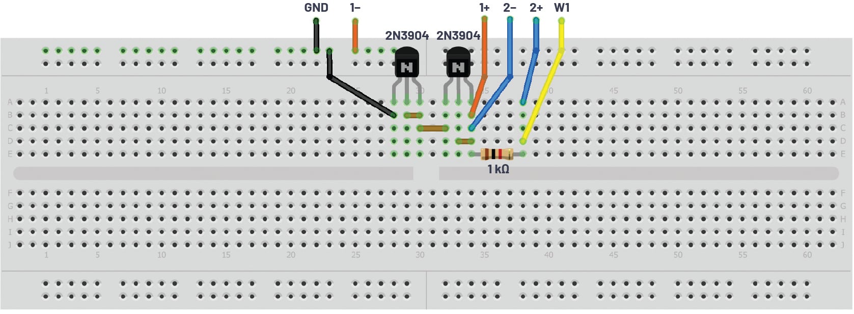 Figure 7. VBE breadboard circuit