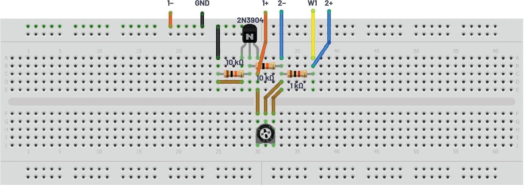 Figure 10. VBE multiplier breadboard circuit