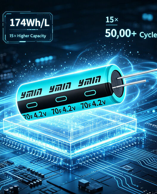 Energy density hybrid supercapacitors empower battery-free IoT and portable devices