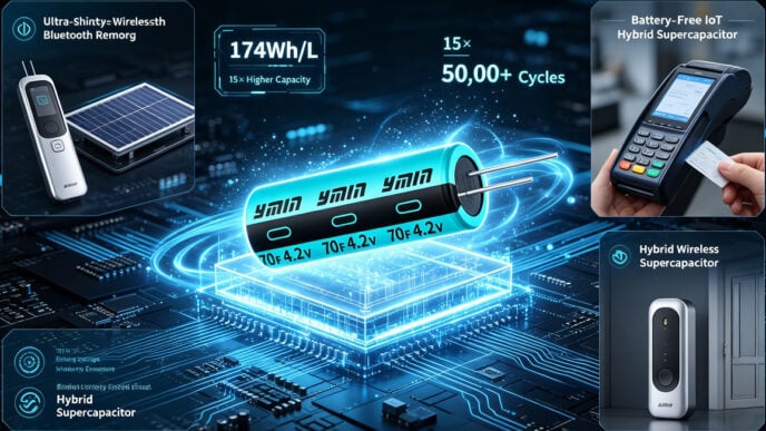 Energy density hybrid supercapacitors empower battery-free IoT and portable devices