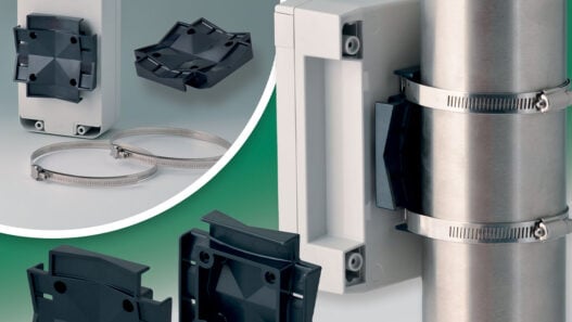 OKW’s new pole/mast bracket for enclosures in harsh industrial/outdoor locations