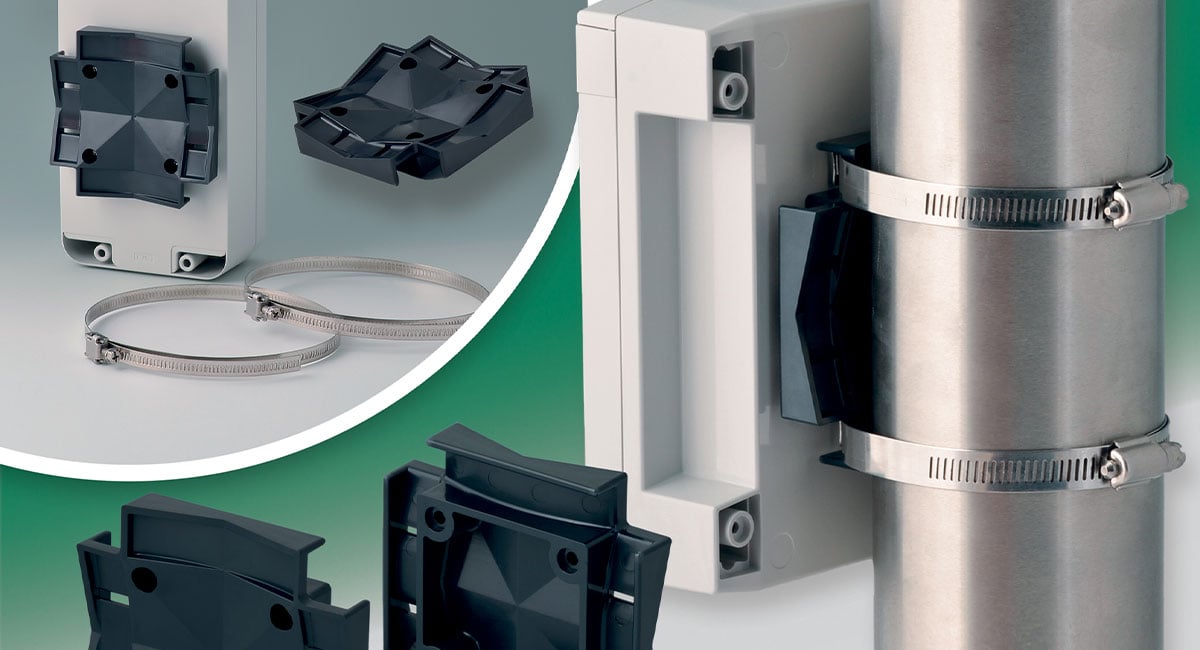 OKW’s new pole/mast bracket for enclosures in harsh industrial/outdoor locations