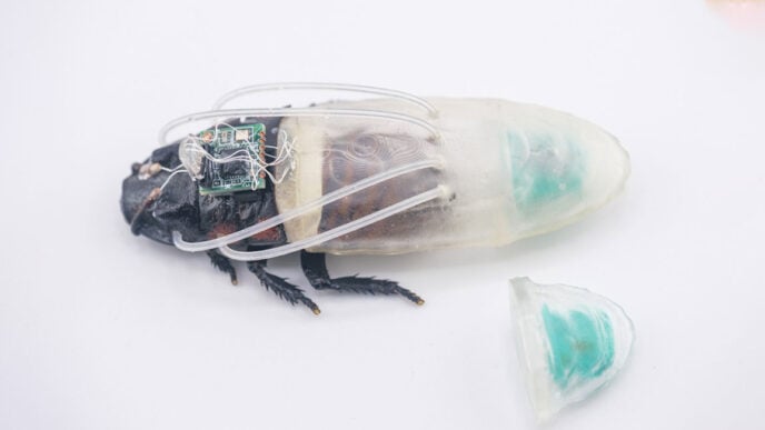 Cyborg cockroaches suit up to dive down into disaster zones
