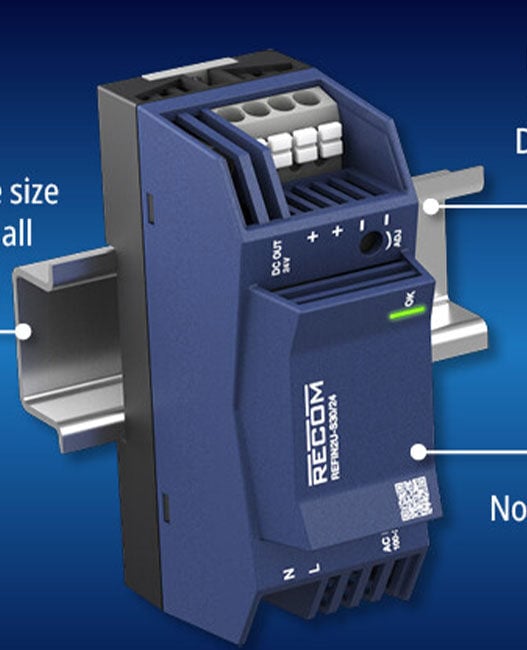 Ultra-slim 2U DIN rail AC/DC now available in 30W