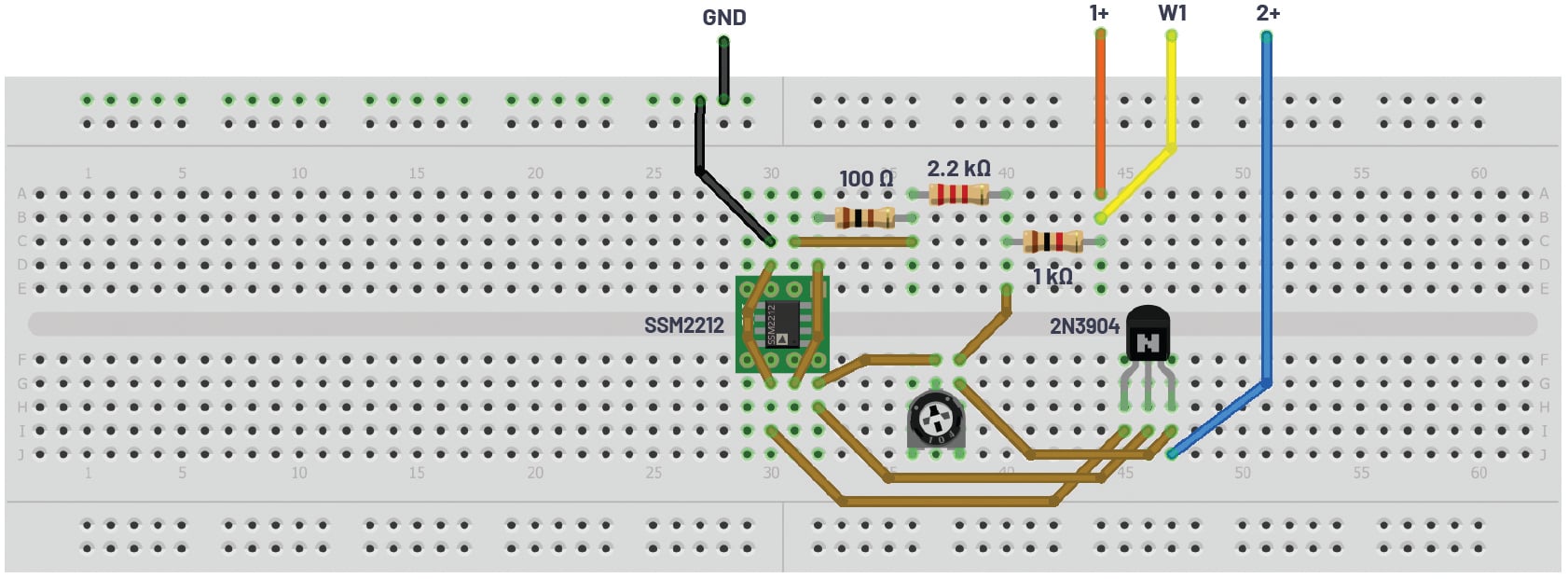 Figure 8. Band gap shunt regulator breadboard circuit
