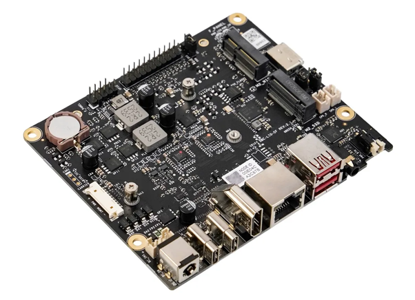 The DFR1293 Mini Carrier Board paired with the LattePanda Mu Ultra, highlighting its compact design and high-speed I/O capabilities.